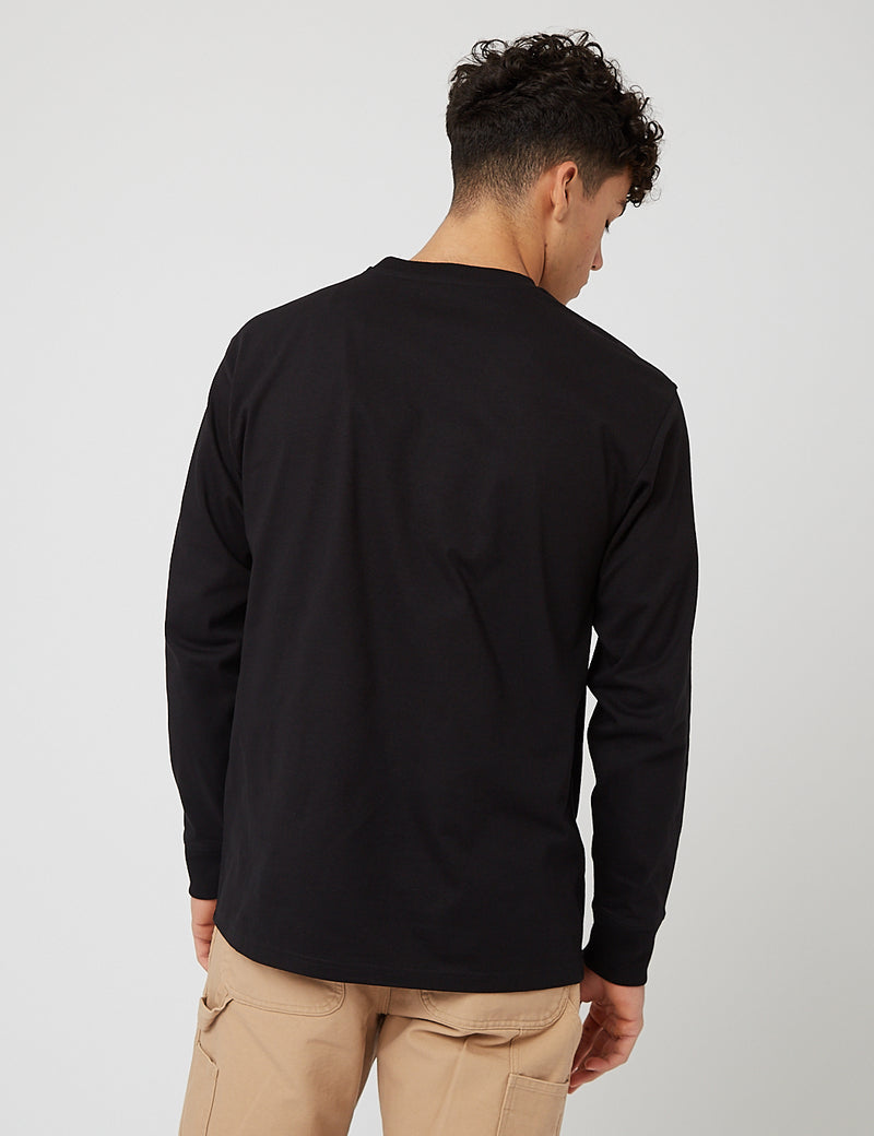 Carhartt-WIP 아메리칸 스크립트 긴팔 티셔츠 (오가닉 코튼)-블랙