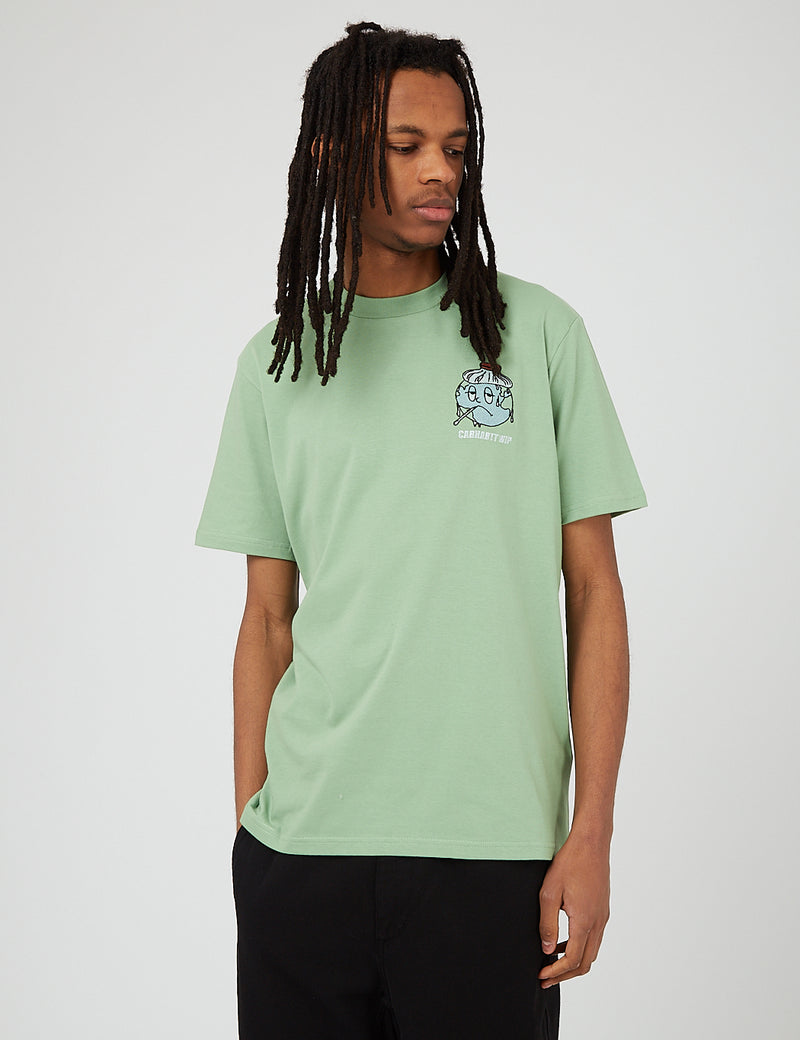 Carhartt-WIP World Tシャツ（オーガニックコットン）-ミネラルグリーン