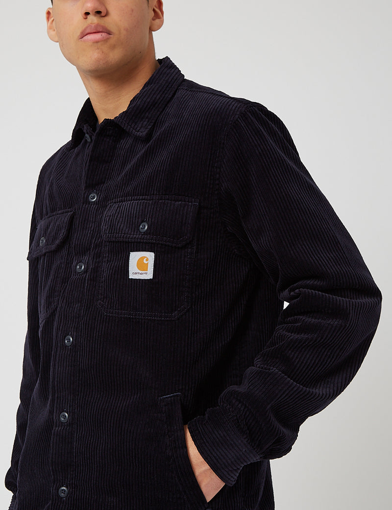 Carhartt-WIP Dixon Shirt Jac (Velours côtelé, 9.1 oz) - Dark Navy Blue Rinsed