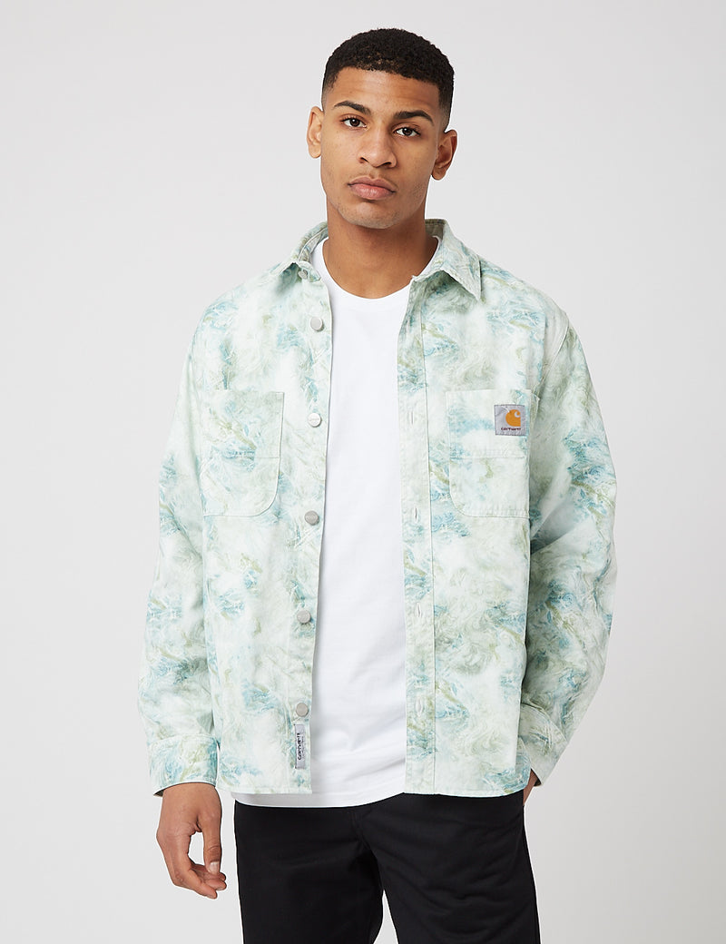 Carhartt-WIP Marble Shirt (Stone Washed) - Marble Print, Wave Green