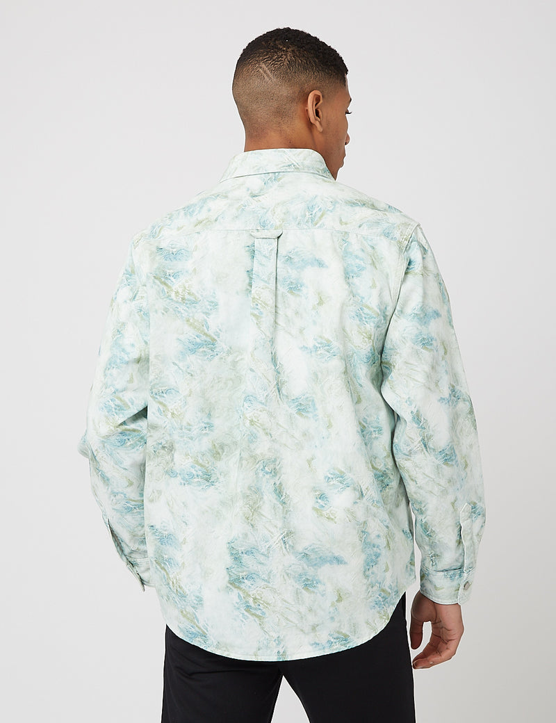 Carhartt-WIP Marble Shirt (Stone Washed) - Marble Print, Wave Green