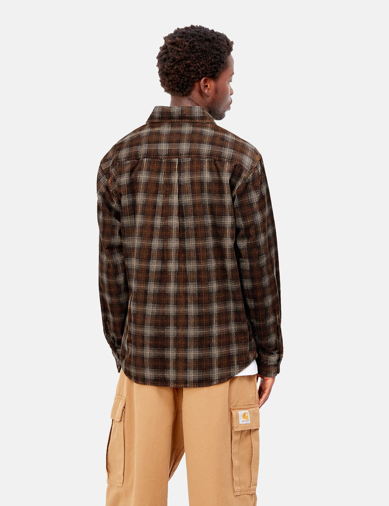 Carhartt-WIP Flint Cord Shirt (Wiley Check) - Hamilton Brown