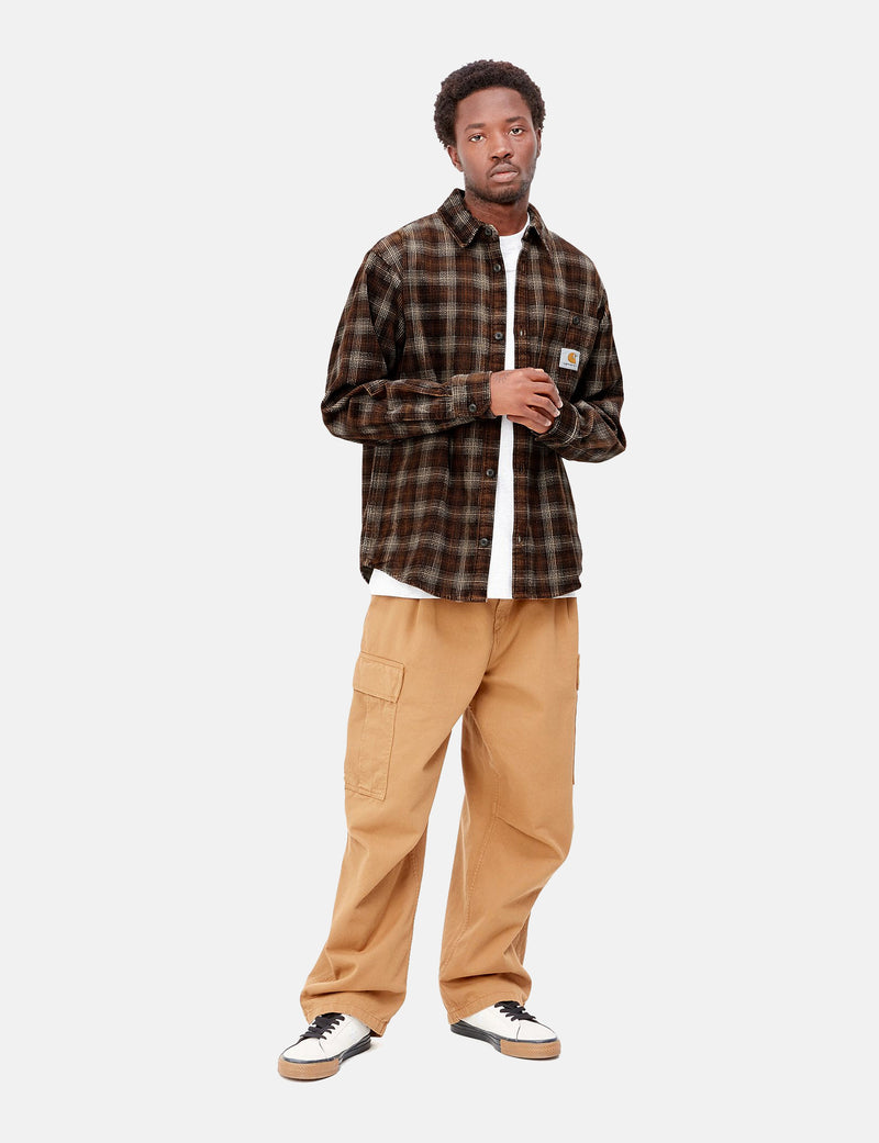 Carhartt-WIP Flint Cord Shirt (Wiley Check) - Hamilton Brown