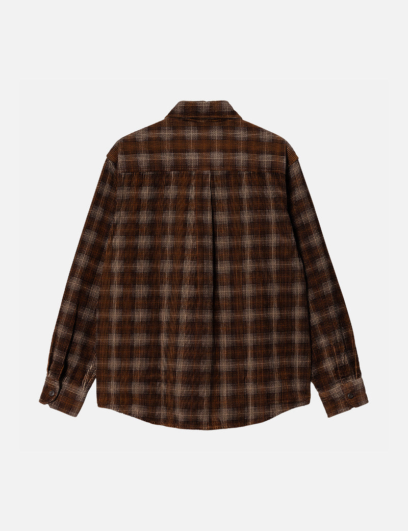 Carhartt-WIP Flint Cord Shirt (Wiley Check) - Hamilton Brown