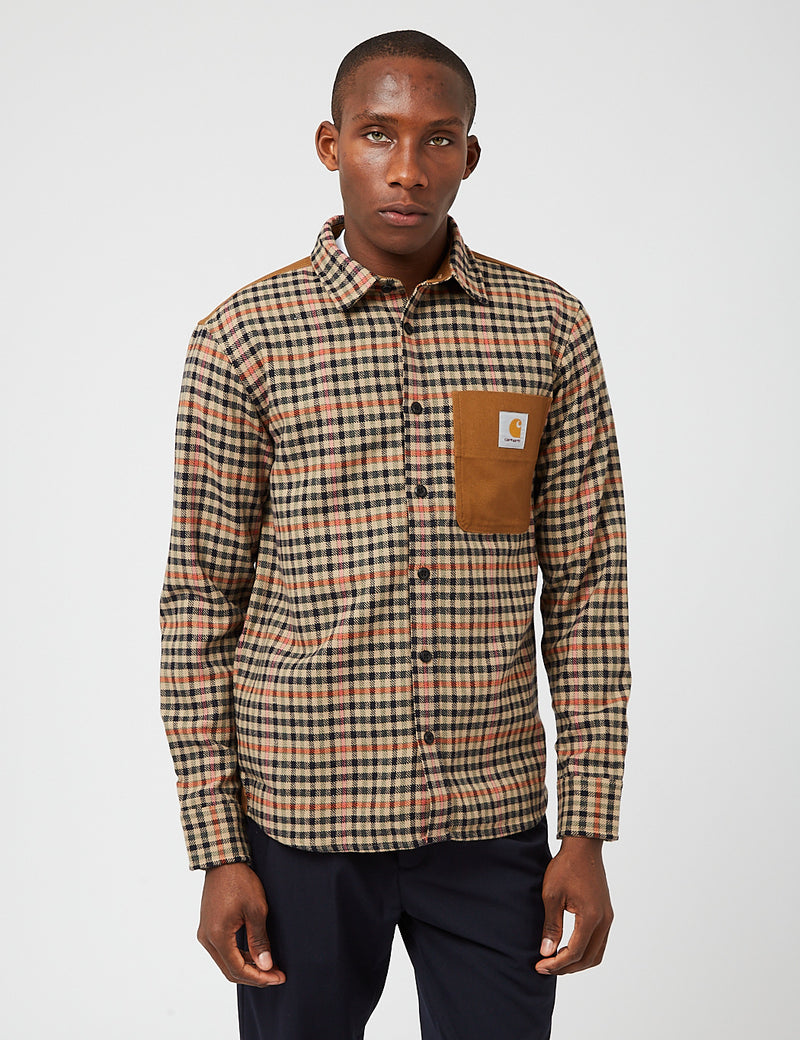 Chemise Asher Carhartt-WIP (Asher Check) - Cuir Beige
