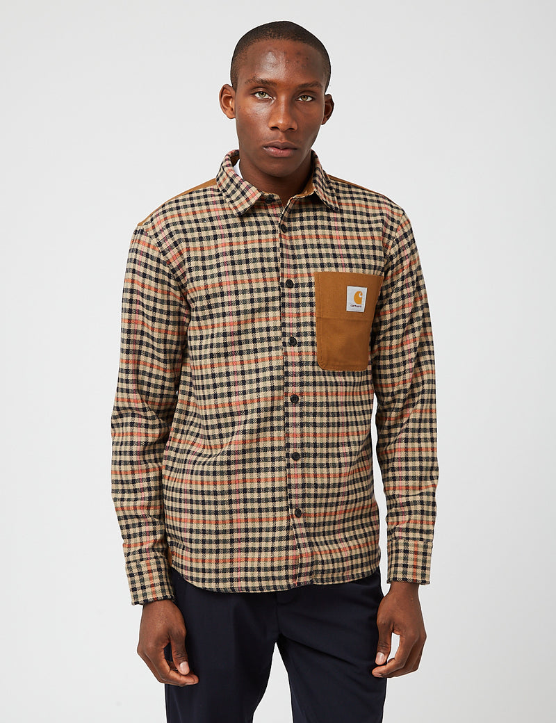 Carhartt-WIP Asher Shirt (Asher Check) - Leather Beige