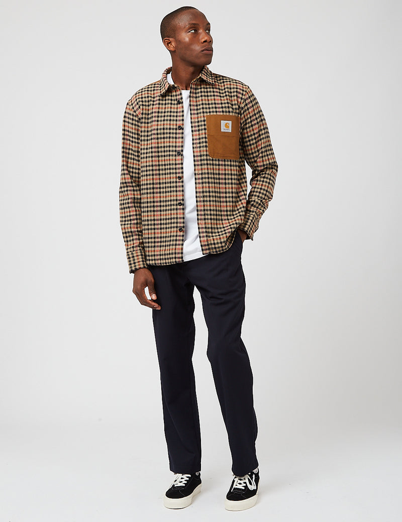 Chemise Asher Carhartt-WIP (Asher Check) - Cuir Beige