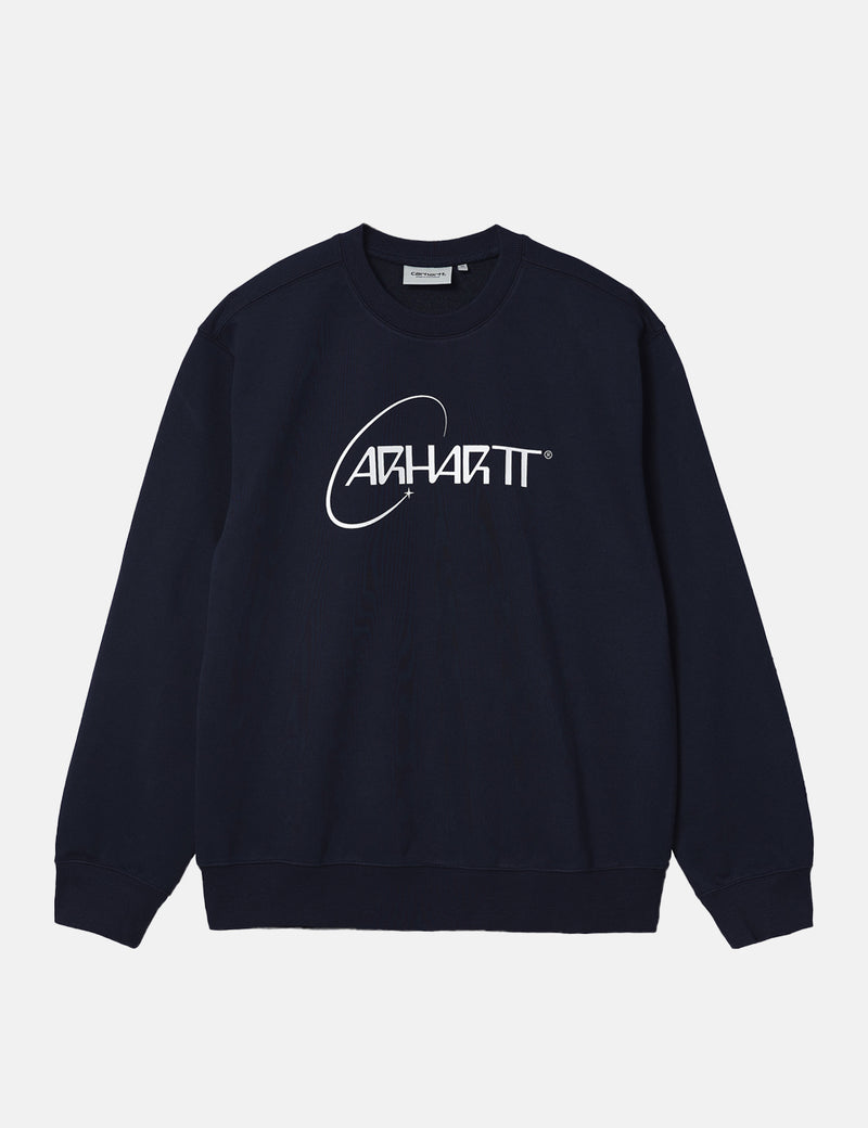 Carhartt-WIPオービットスウェットシャツ-ダークネイビーブルー/ホワイト