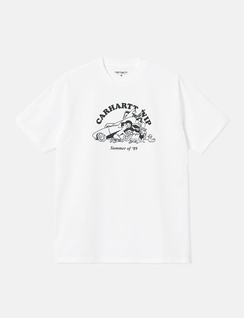 Carhartt-WIPフラットタイヤTシャツ-ホワイト/ツリーハウス