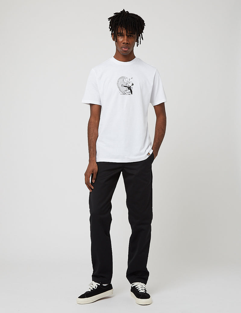 Carhartt-WIP 하프 티셔츠-화이트/블랙