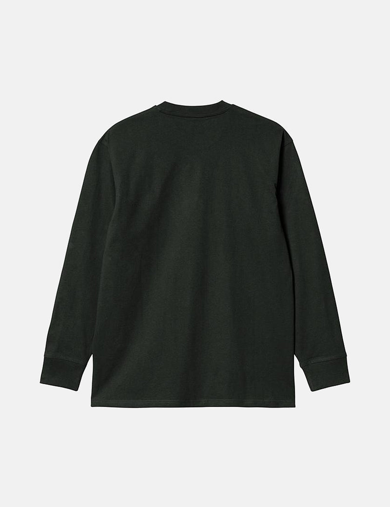 Carhartt-WIP American Script Langarm-T-Shirt - Dunkles Zederngrün