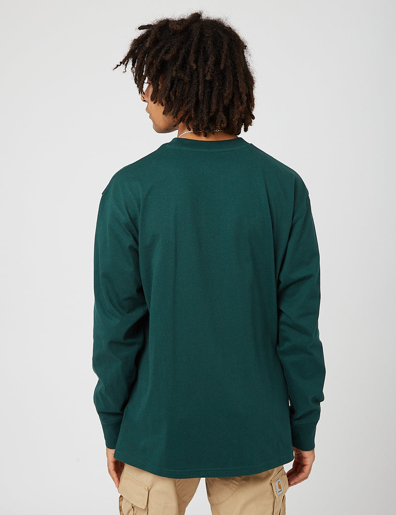T-Shirt à Manche Longue Carhartt-WIP American Script - Hedge Green