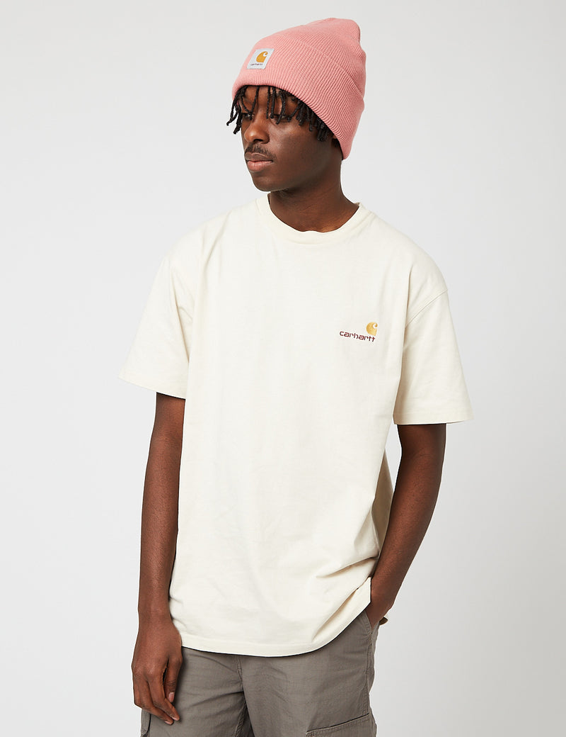 Carhartt-WIPアメリカンスクリプトTシャツ-ナチュラル