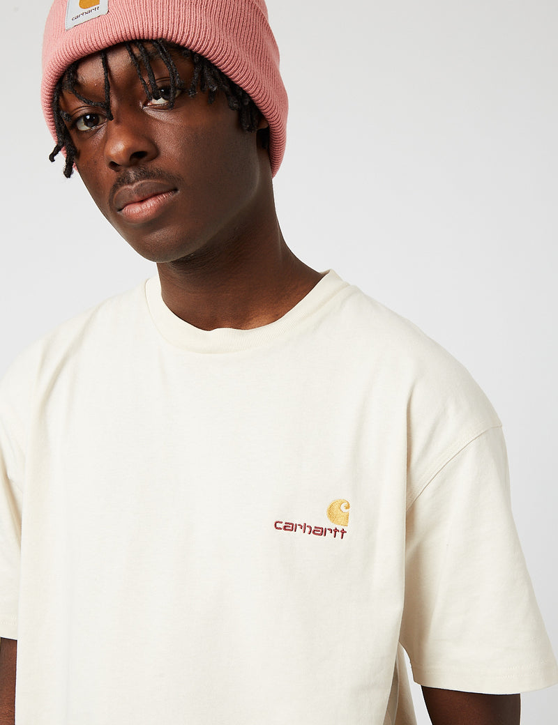 Carhartt-WIPアメリカンスクリプトTシャツ-ナチュラル