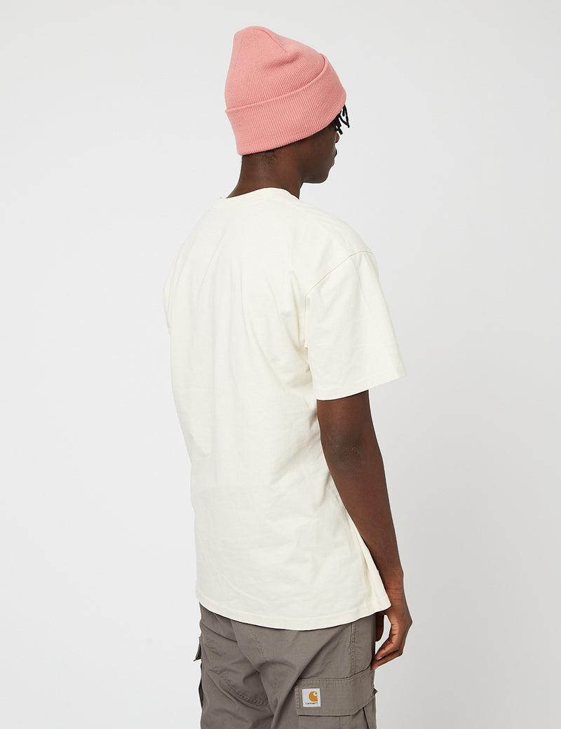 Carhartt-WIPアメリカンスクリプトTシャツ-ナチュラル