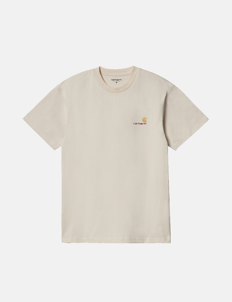 Carhartt-WIPアメリカンスクリプトTシャツ-ナチュラル