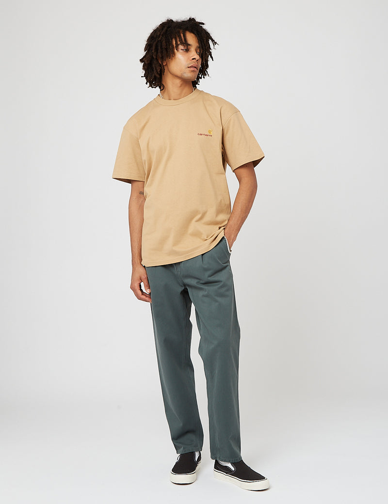 Carhartt-WIPアメリカンスクリプトTシャツ-ダスティハミルトンブラウン