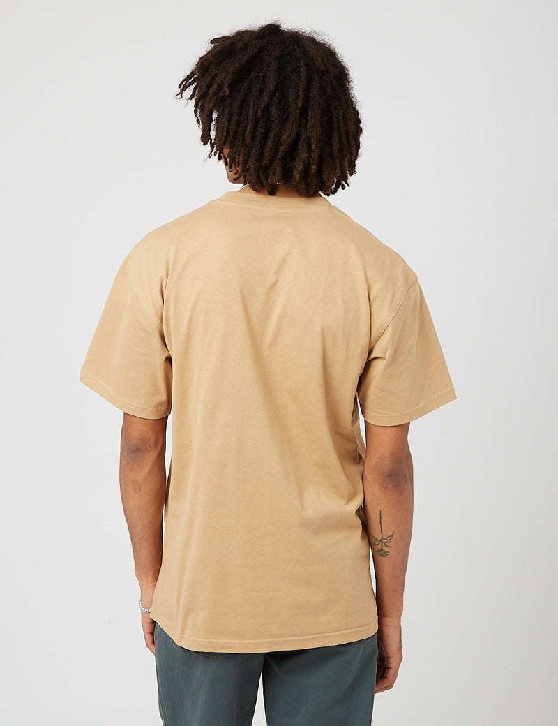 Carhartt-WIPアメリカンスクリプトTシャツ-ダスティハミルトンブラウン