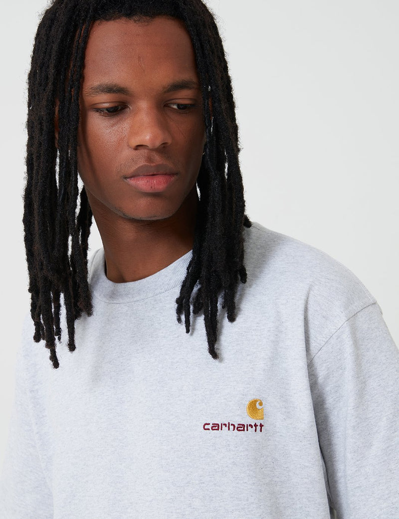 Carhartt-WIP 아메리칸 스크립트 티셔츠 - 애쉬 헤더 그레이