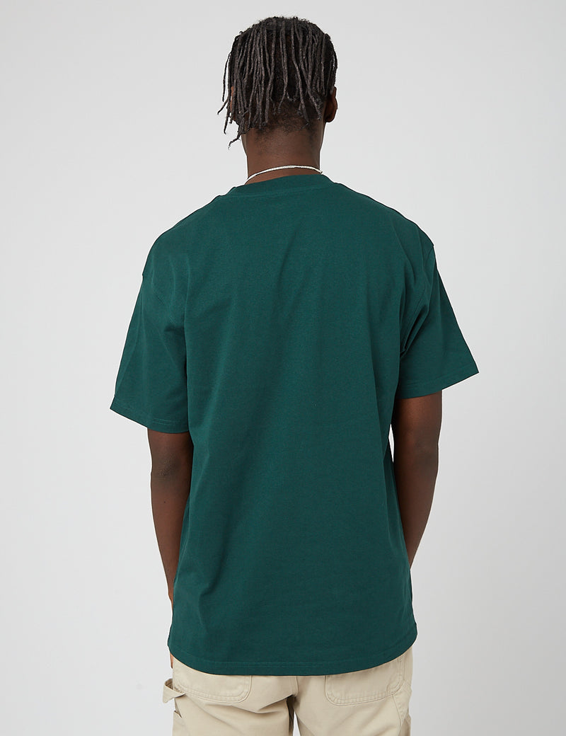 Carhartt-WIPアメリカンスクリプトTシャツ-ヘッジグリーン