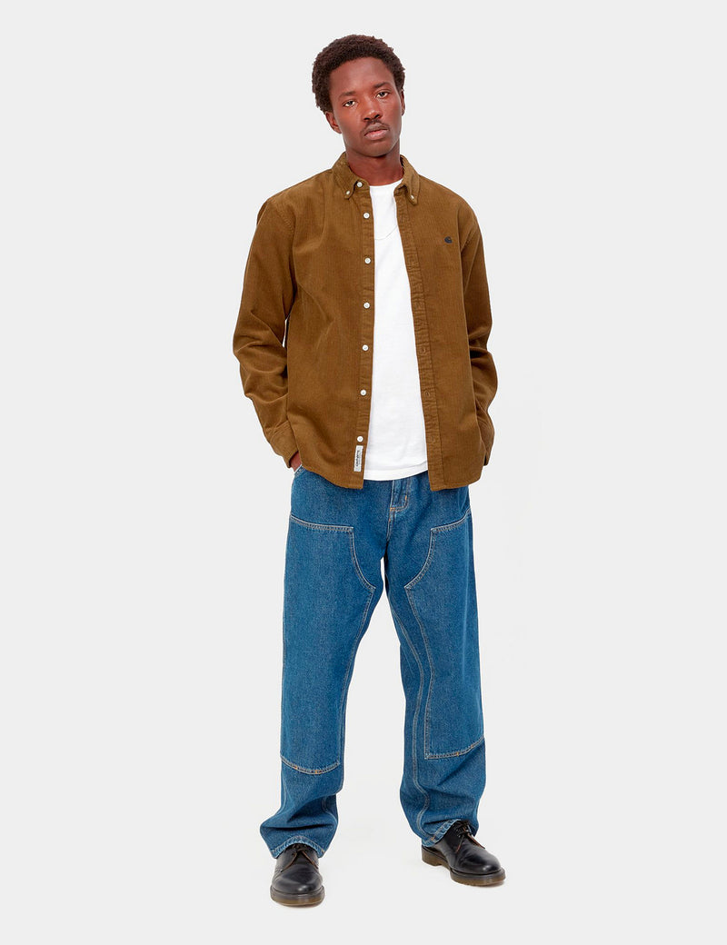 Carhartt-WIP Chemise Madison Cord - Hamilton Marron/Noir