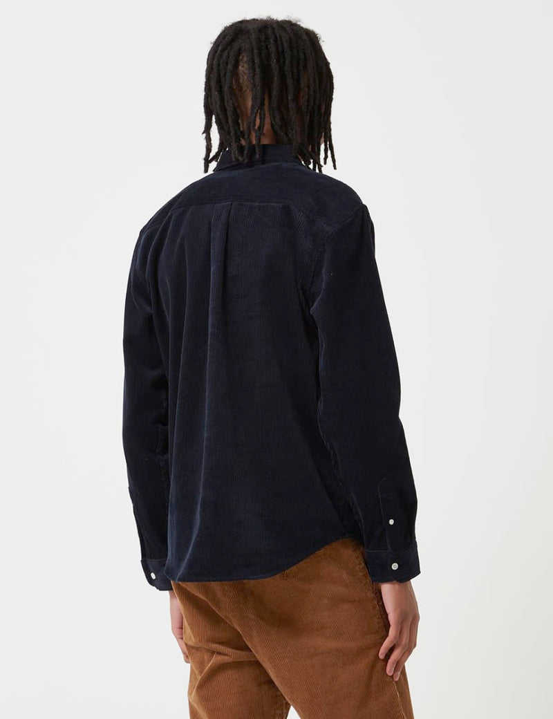Carhartt-WIPマディソンコードシャツ-ダークネイビーブルー/ワックス