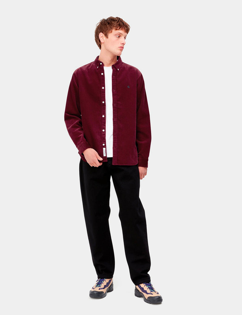 Carhartt-WIP Chemise Madison Cord - Corvina Bordeaux/Noir