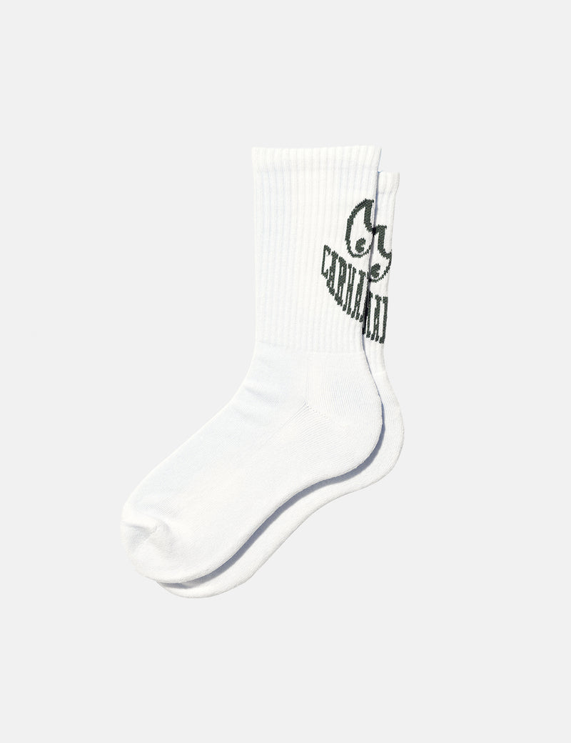 Carhartt-WIP Grin Socken - Weiß/Hemlock Grün
