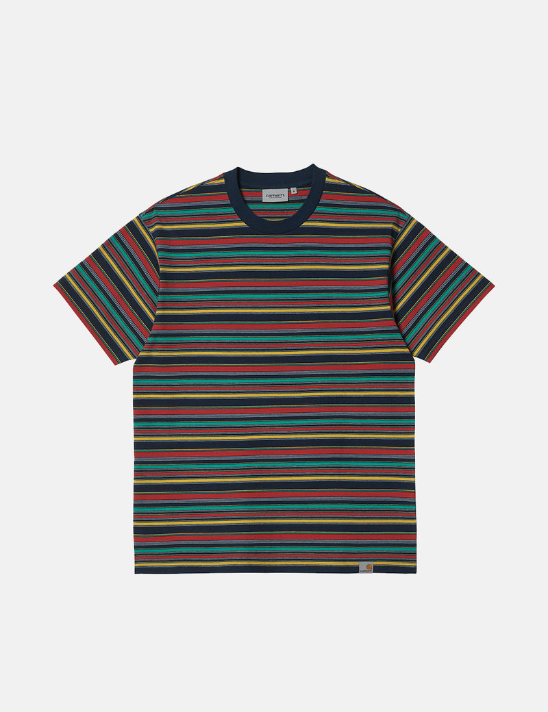 Carhartt-WIP Riggs T-Shirt - Riggs Stripe/Mizar Blue