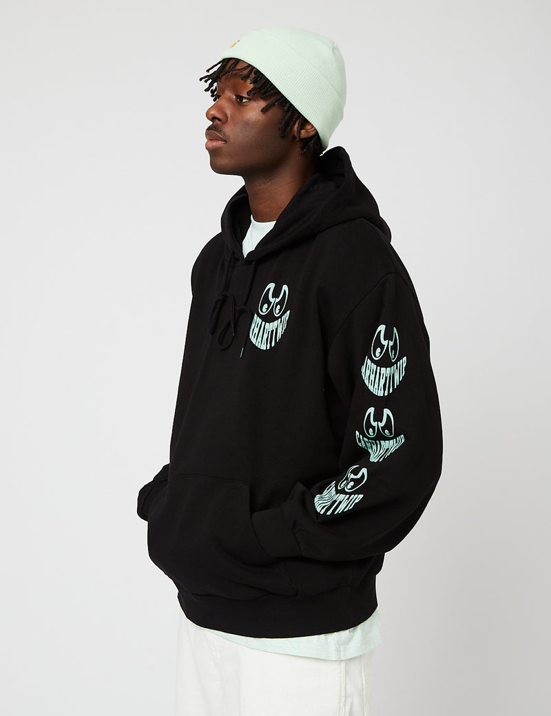 Carhartt-WIPグリンフード付きスウェットシャツ-ブラック/ペールスペアミント