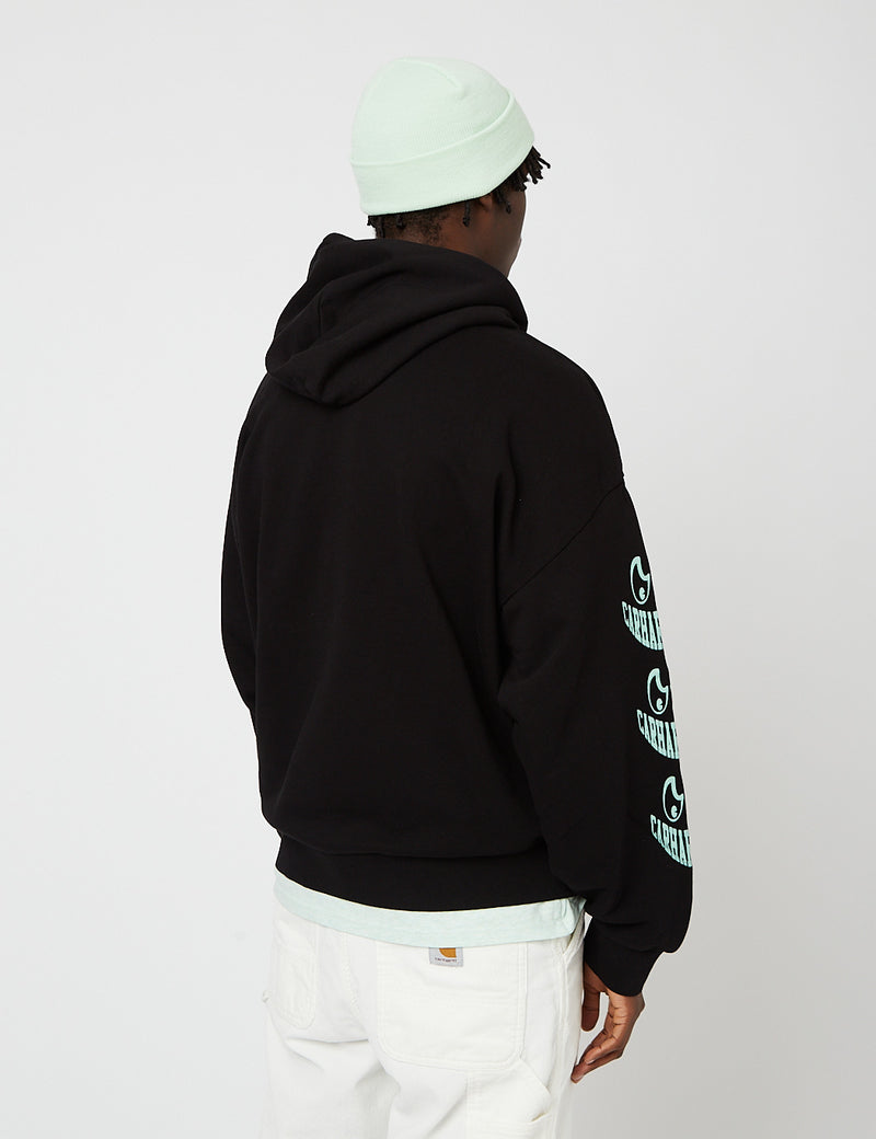 Carhartt-WIPグリンフード付きスウェットシャツ-ブラック/ペールスペアミント