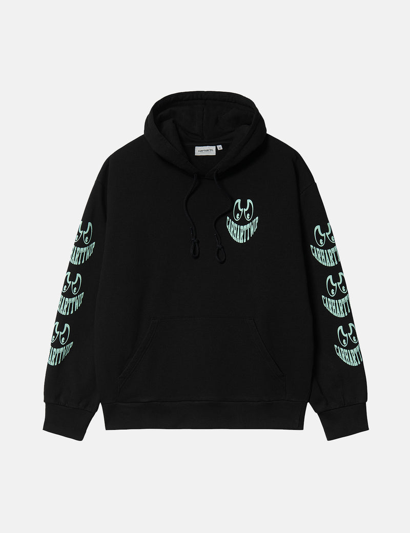 Carhartt-WIPグリンフード付きスウェットシャツ-ブラック/ペールスペアミント