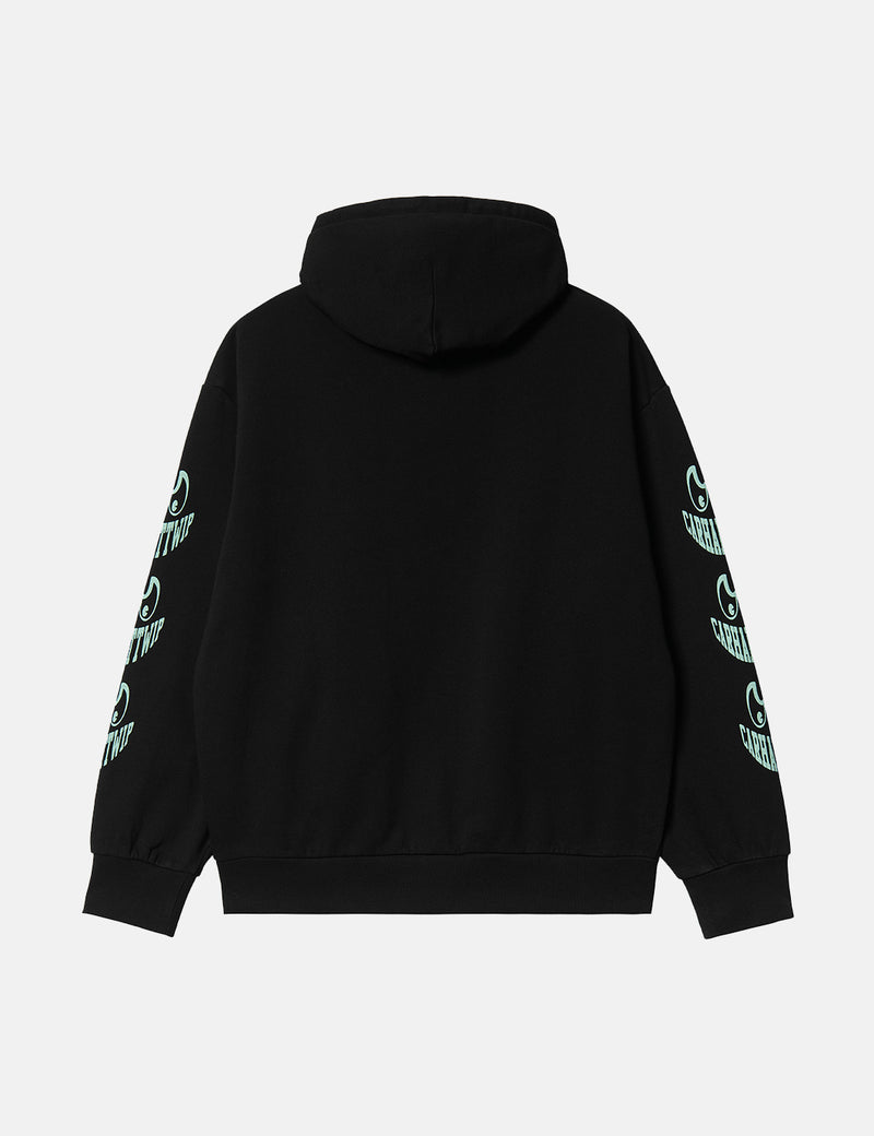 Carhartt-WIPグリンフード付きスウェットシャツ-ブラック/ペールスペアミント