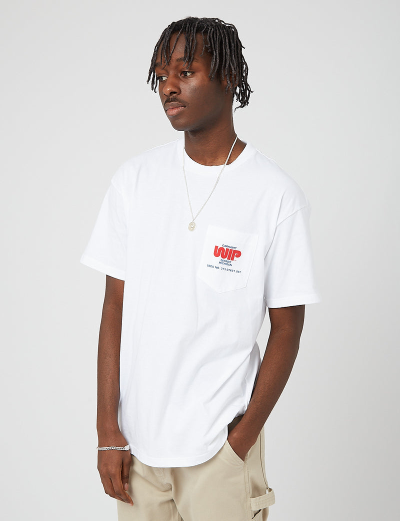 Carhartt-WIPワームロゴポケットTシャツ-ホワイト