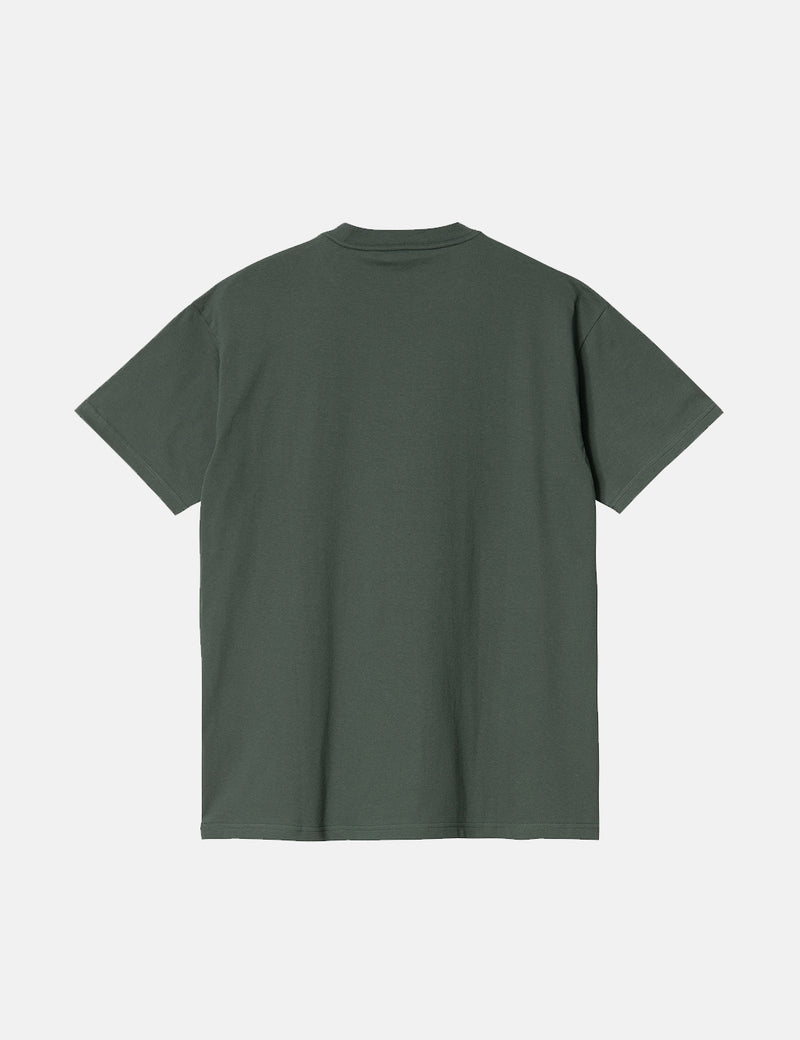 Carhartt-WIPワームロゴポケットTシャツ-ヘムロックグリーン
