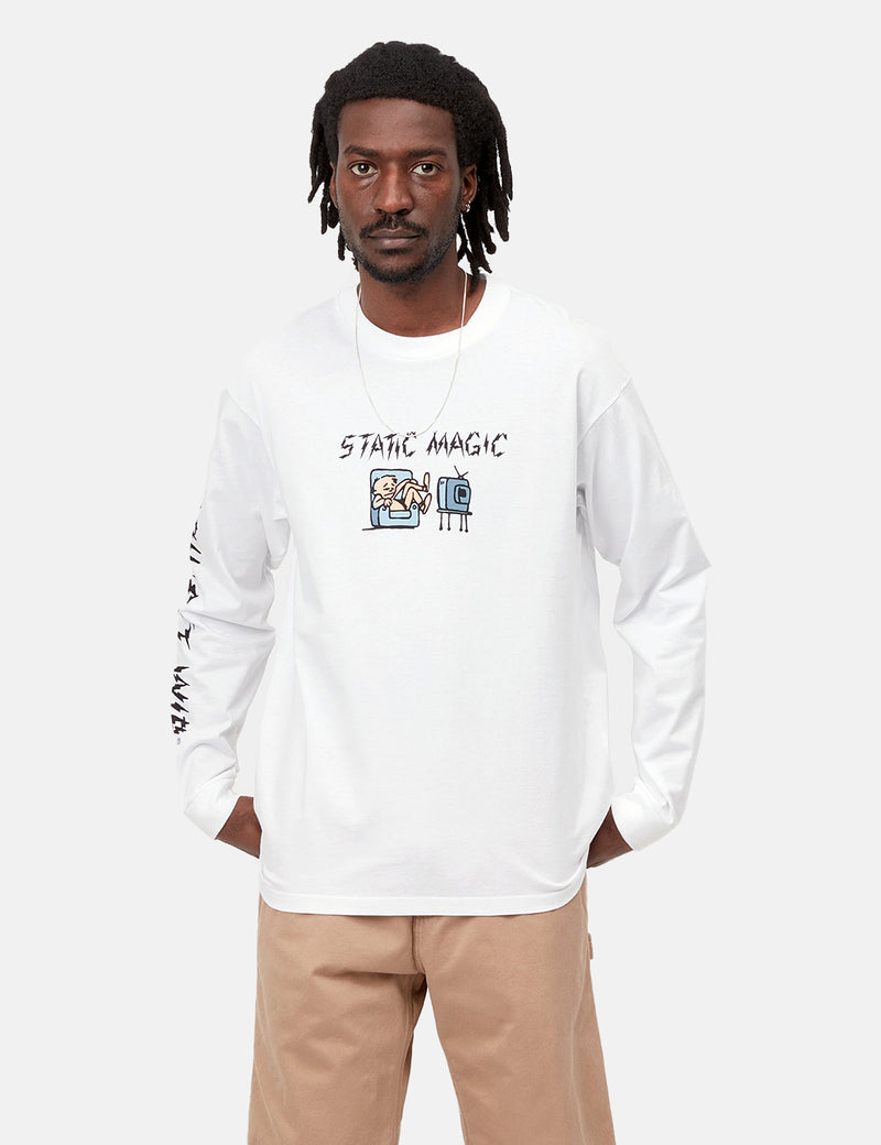 Carhartt-WIP Static Magic T-Shirt à Manche Longue - Blanc