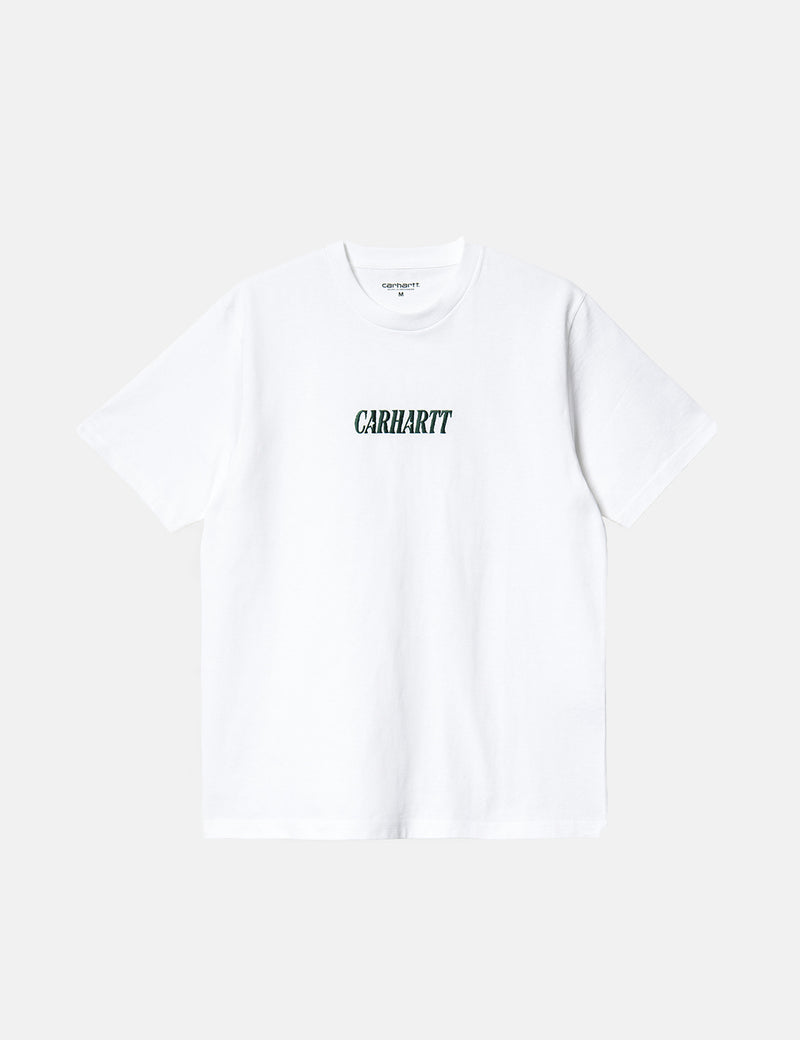 Carhartt-WIPマルチスタースクリプトTシャツ-ホワイト/ヘッジグリーン