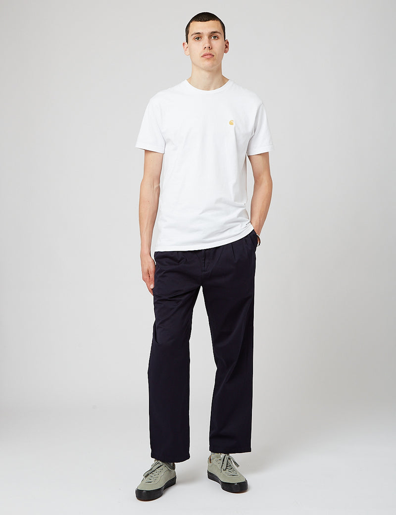 Carhartt-WIP Pantalon Salford (Décontracté, Plis) - Bleu Marine Foncé