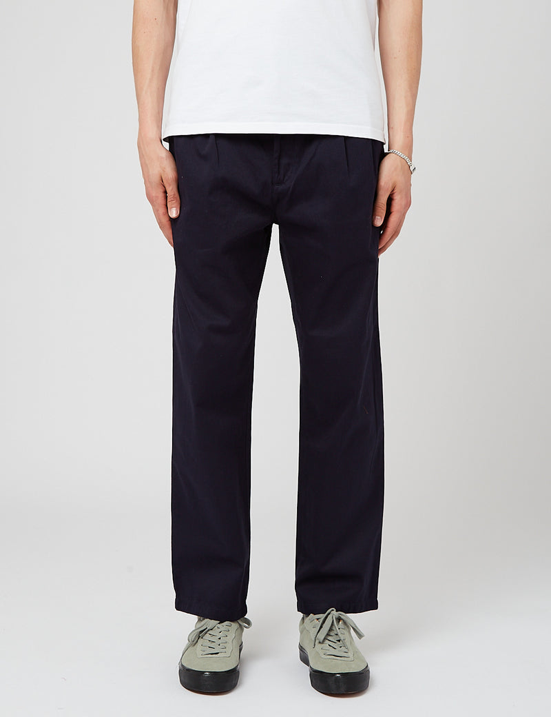 Carhartt-WIP Pantalon Salford (Décontracté, Plis) - Bleu Marine Foncé