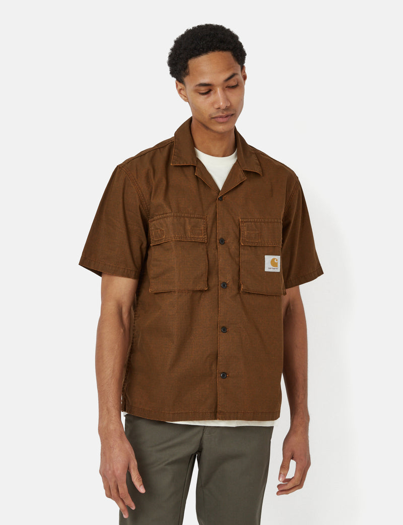 Carhartt-WIP Wynton Short Sleeve Shirt - Hamilton Brown/Hokkavodo