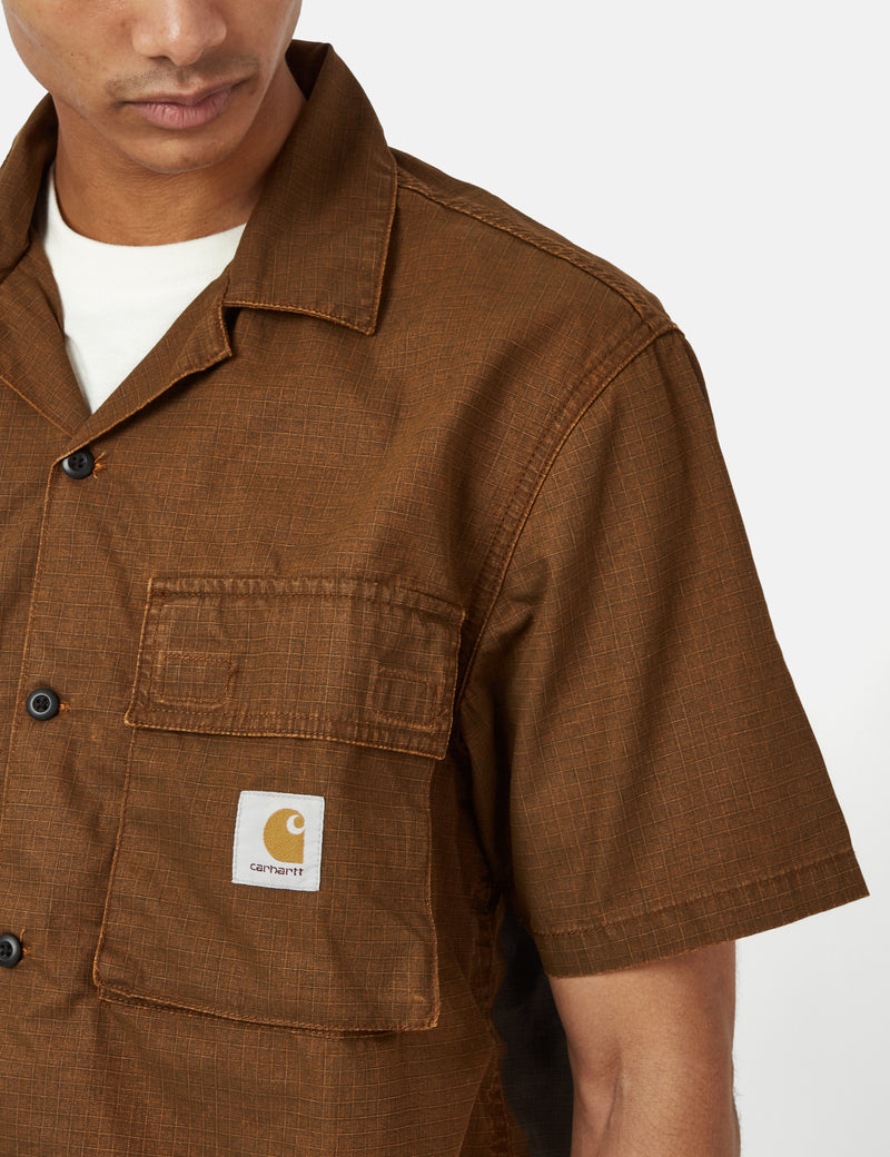 Carhartt-WIP Wynton Short Sleeve Shirt - Hamilton Brown/Hokkavodo