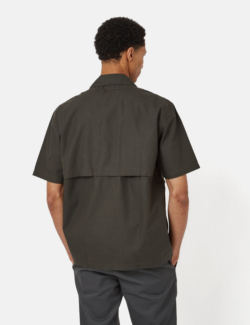 Carhartt-WIPウィントン半袖シャツ-ストームクラウド/ドルグリーン