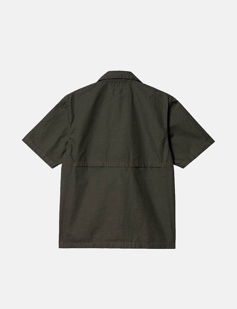 Carhartt-WIPウィントン半袖シャツ-ストームクラウド/ドルグリーン