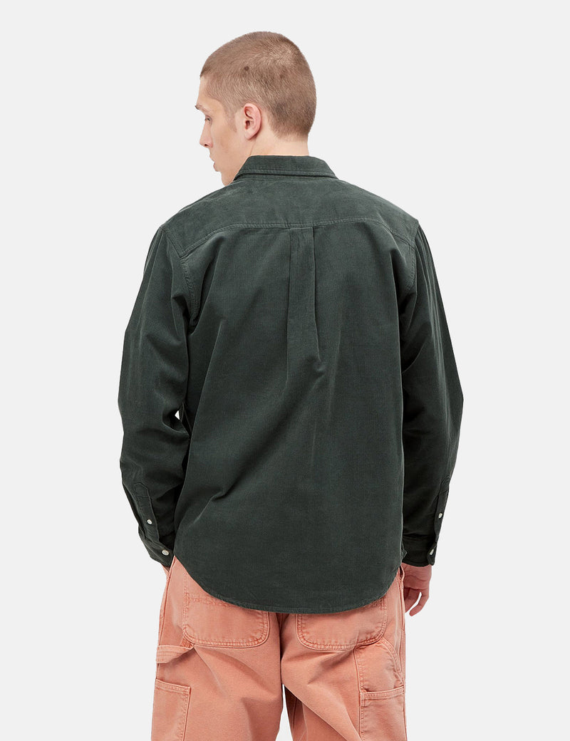 Carhartt-WIP Chemise Madison (Cordon fin) - Vert Hemlock/Blanc
