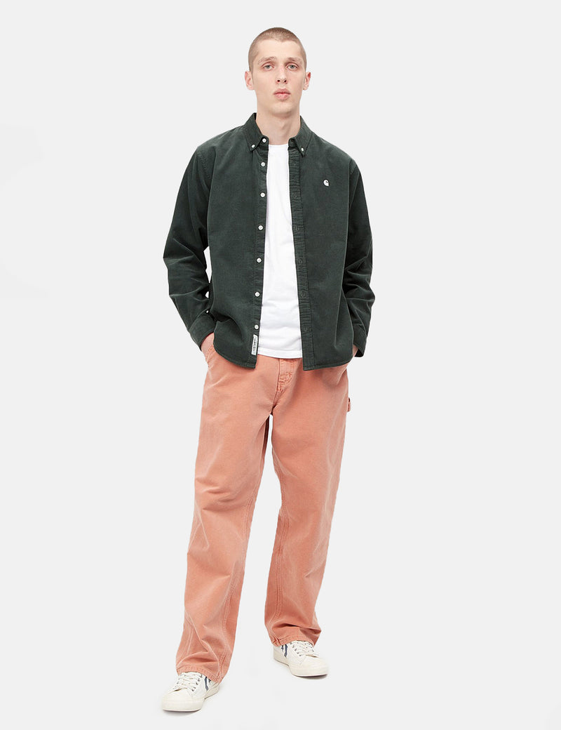 Carhartt-WIP Chemise Madison (Cordon fin) - Vert Hemlock/Blanc