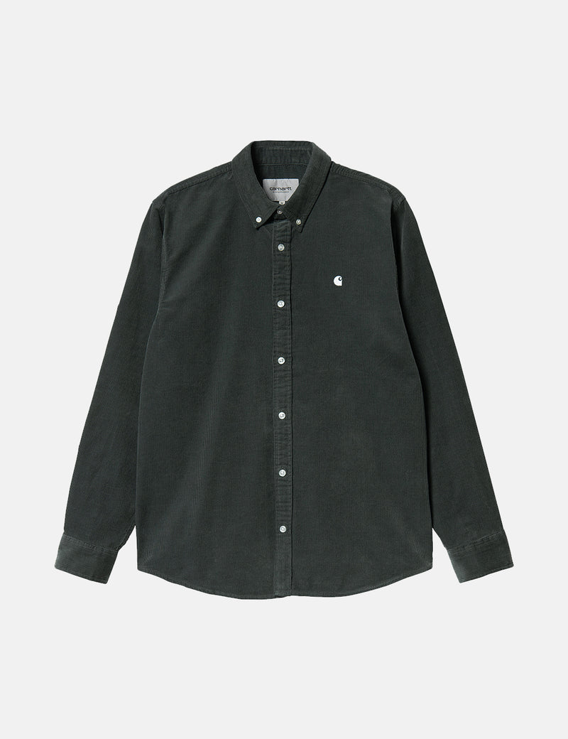 Carhartt-WIP Chemise Madison (Cordon fin) - Vert Hemlock/Blanc