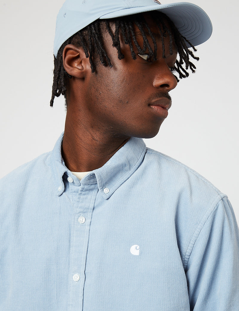 Carhartt-WIP Madison Shirt (Fine Cord) - Frosted Blue/White