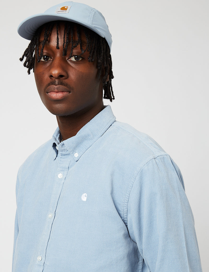 Carhartt-WIP Madison Shirt (Fine Cord) - Frosted Blue/White