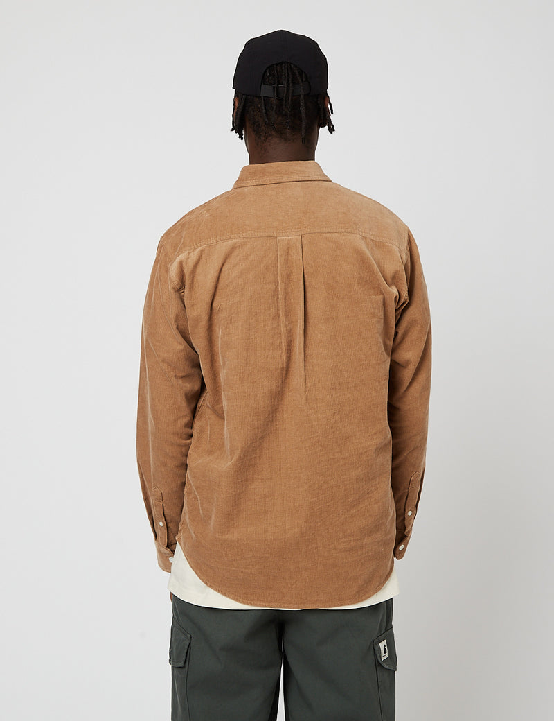 Carhartt-WIP Chemise Madison (Cordon fin) - Nomade Marron/Blanc