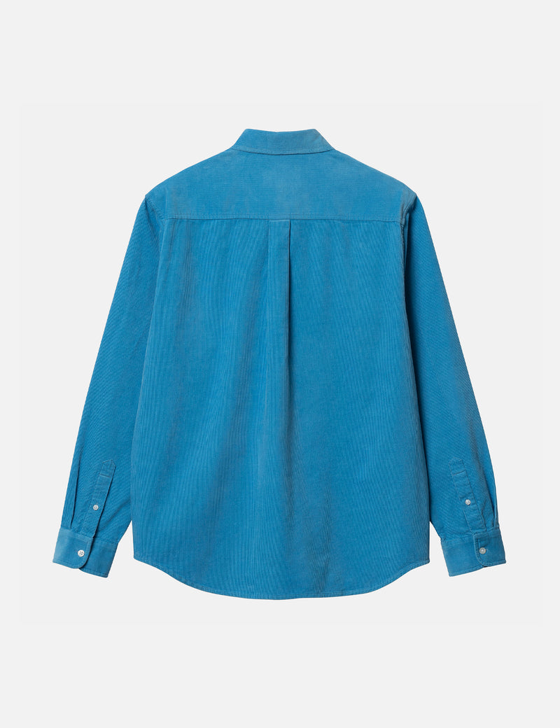 Carhartt-WIP Madison Shirt (Fine Cord) - Piscine Blue/White